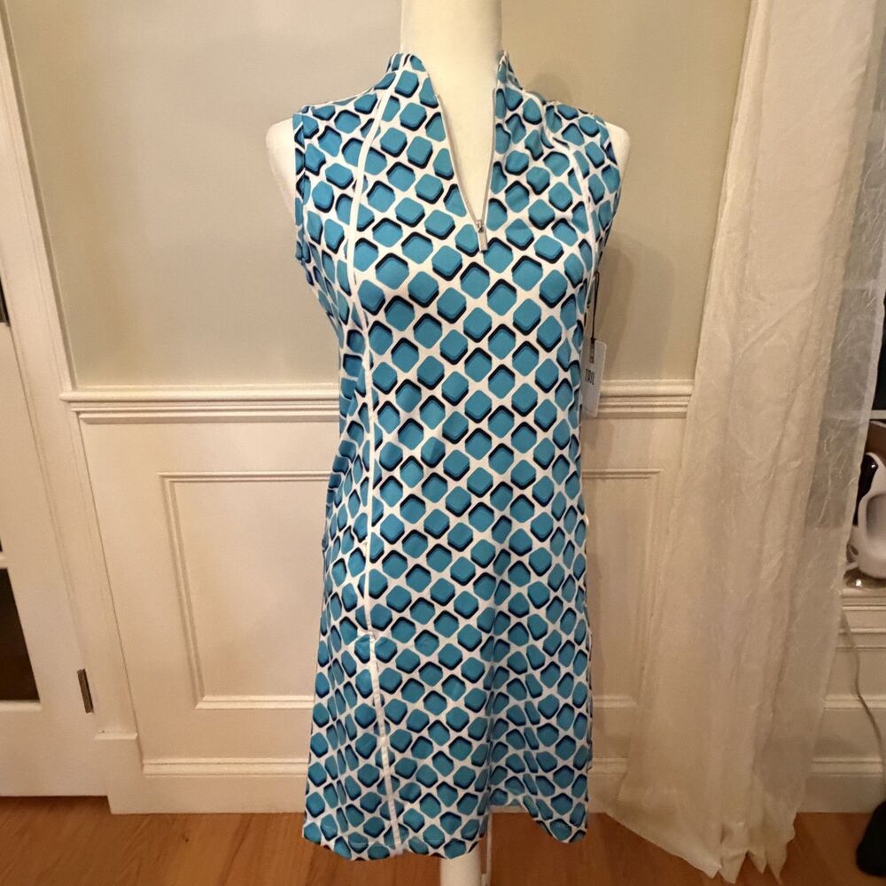 NWT Tail Activewear Sleeveless Quarter Zip Golf Dress Blue  Size S